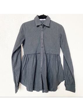 AGLINI Shirtmakers Dark Grey Peplum Long Sleeve Top Size XS
